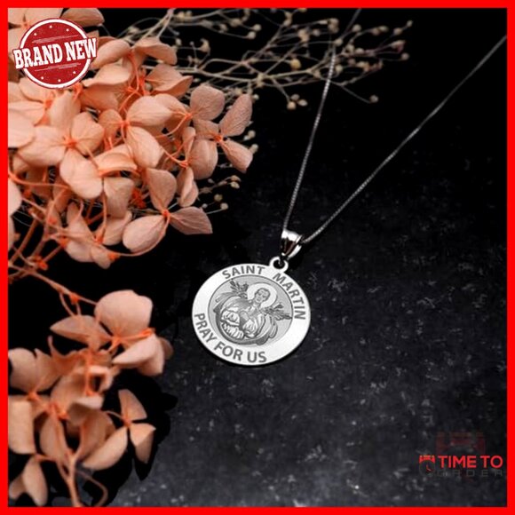 Sterling Silver Saint Martin De Porres Religious Medal Pendant Dime Size - Picture 5 of 7